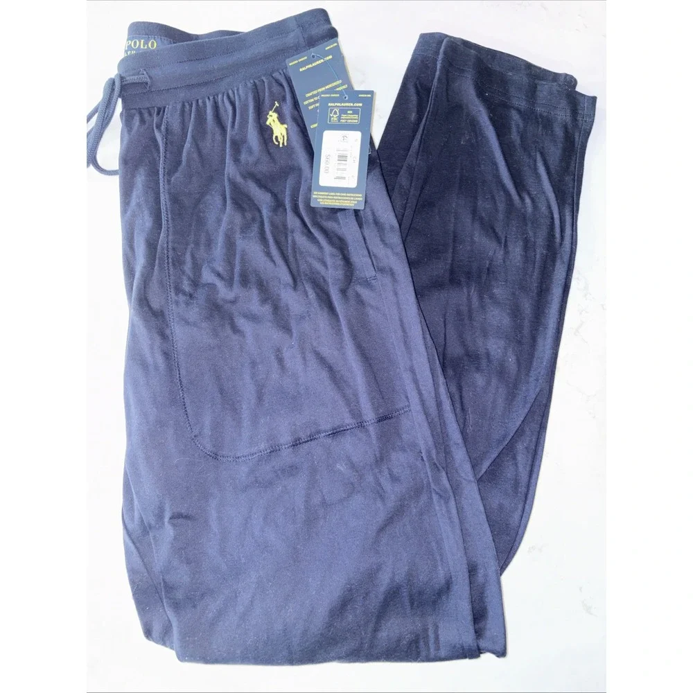Mens S Polo Ralph Lauren Lightweight Knit Jogger Pajama Lounge Pants Navy Blue